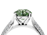 White gold Fancy Green Round  Solitaire Pavé Diamond Engagement Ring with Four-Prong Setting_113