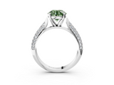 White gold Fancy Green Round  Solitaire Pavé Diamond Engagement Ring with Four-Prong Setting_117
