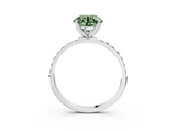 White gold Fancy Green Round  Solitaire Pavé Diamond Engagement Ring with Four-Prong Setting_26