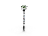 White gold Fancy Green Round  Solitaire Pavé Diamond Engagement Ring with Four-Prong Setting_27