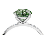 White gold Fancy Green Round  Solitaire Pavé Diamond Engagement Ring with Four-Prong Setting_29