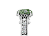 White gold Fancy Green Round  Solitaire Pavé Diamond Milgrain Engagement Ring with Four-Prong Setting_20