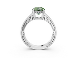 White gold Fancy Green Round  Solitaire Pavé Diamond Milgrain Engagement Ring with Four-Prong Setting_40