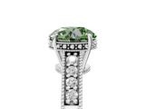 White gold Fancy Green Round  Solitaire Pavé Diamond Milgrain Engagement Ring with Four-Prong Setting_42