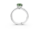 White gold Fancy Green Round  Solitaire Pave Diamond Engagement Ring with Four-Prong Setting_246