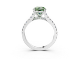 White gold Fancy Green Round  Solitaire Pave Diamond Engagement Ring with Prong Setting_23