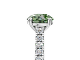 White gold Fancy Green Round  Solitaire Pave Diamond Engagement Ring with Prong Setting_25
