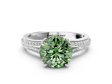 White gold Fancy Green Round  Solitaire Pave Split Shank Engagement Ring with Six-Prong Setting_32
