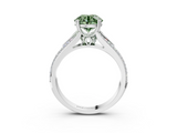 White gold Fancy Green Round  Solitaire Pave Split Shank Engagement Ring with Six-Prong Setting_37