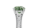 White gold Fancy Green Round  Solitaire Pave Split Shank Engagement Ring with Six-Prong Setting_39