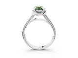 White gold Fancy Green Round  Solitaire Pave Split Shank Ring with Four-Prong Setting_127