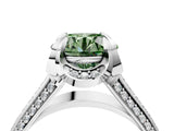White gold Fancy Green Round  Solitaire Pave Split Shank Ring with Four-Prong Setting_127