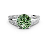 White gold Fancy Green Round  Solitaire Split Shank Pavé Diamond Engagement Ring_367