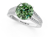 White gold Fancy Green Round  Solitaire Split Shank Pavé Diamond Engagement Ring_368