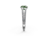 White gold Fancy Green Round  Solitaire Split Shank Pavé Diamond Engagement Ring_370