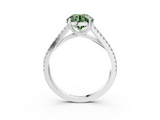 White gold Fancy Green Round  Solitaire Split Shank Pavé Diamond Engagement Ring_371