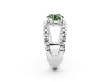 White gold Fancy Green Round  Solitaire Split Shank Pave Diamond Ring_51