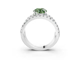 White gold Fancy Green Round  Solitaire Split Shank Pave Diamond Ring_52