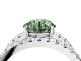 White gold Fancy Green Round  Solitaire Split Shank Pave Diamond Ring_53
