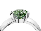 White gold Fancy Green Round  Solitaire Tension Set Diamond Ring with Wide Band_41