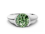 White gold Fancy Green Round  Solitaire Tension Set Diamond Ring_20