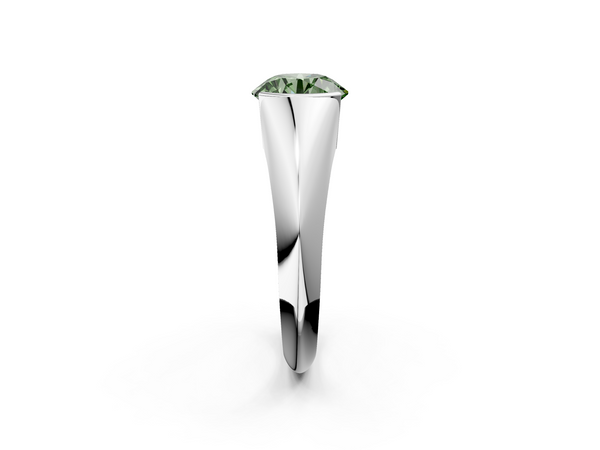 Platinum Fancy Green Round  Solitaire Tension Set Diamond Ring
