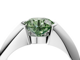 White gold Fancy Green Round  Solitaire Tension Set Diamond Ring_24