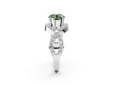 White gold Fancy Green Round  Solitaire Twist Band Pavé Diamond Engagement Ring_65