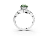 White gold Fancy Green Round  Solitaire Twist Band Pavé Diamond Engagement Ring_72