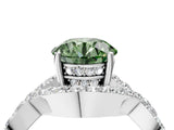 White gold Fancy Green Round  Solitaire Twist Band Pavé Diamond Engagement Ring_73