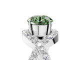White gold Fancy Green Round  Solitaire Twist Band Pavé Diamond Engagement Ring_83