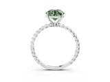 White gold Fancy Green Round  Solitaire Twist Band Ring with Four-Prong Setting_16