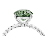 White gold Fancy Green Round  Solitaire Twist Band Ring with Four-Prong Setting_17