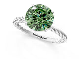 White gold Fancy Green Round  Solitaire Twist Band Ring with Four-Prong Setting_598