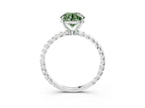 White gold Fancy Green Round  Solitaire Twist Band Ring with Four-Prong Setting_600