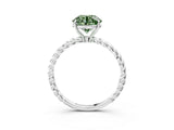 White gold Fancy Green Round  Solitaire Twist Band Ring with Four-Prong Setting_611
