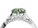 White gold Fancy Green Round  Solitaire Twist Band Six-Prong Setting 5