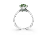 White gold Fancy Green Round  Solitaire Twist Band with Leaf Prong Setting 4