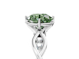 White gold Fancy Green Round  Solitaire Twist Band with Leaf Prong Setting