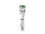 White gold Fancy Green Round  Solitaire Twist Band with Pavé Accents and Four-Prong Setting_22