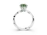 White gold Fancy Green Round  Solitaire Twist Band with Pavé Accents and Four-Prong Setting_23