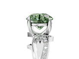 White gold Fancy Green Round  Solitaire Twist Band with Pavé Accents and Four-Prong Setting_25