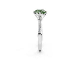 White gold Fancy Green Round  Solitaire Twist Band with Pavé Diamonds and Four-Prong Setting_67