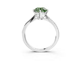 White gold Fancy Green Round  Solitaire Twist Band with Pavé Diamonds and Four-Prong Setting_68
