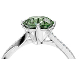 White gold Fancy Green Round  Solitaire Twist Band with Pavé Diamonds and Four-Prong Setting_69