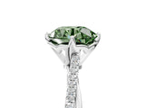 White gold Fancy Green Round  Solitaire Twist Band with Pavé Diamonds and Four-Prong Setting_70