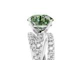 White gold Fancy Green Round  Solitaire Twist Band with Pavé Setting and Four-Prong Setting_78