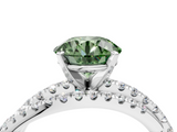 White gold Fancy Green Round  Solitaire Twist Band with Pavé Setting and Four-Prong Setting_81