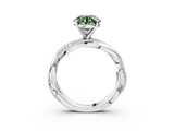 White gold Fancy Green Round  Solitaire Twist Band with Pave Prong Setting_61