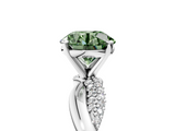White gold Fancy Green Round  Solitaire Twist Band with Pave Prong Setting_63